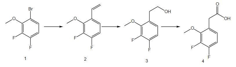 3,4-二氟-2-甲氧基苯乙酸合成路线