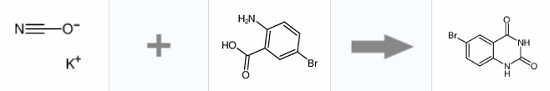 6-溴喹唑啉-2,4-二酮反应式