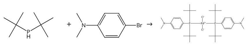 图1 二氯二叔丁基-(4-二甲基氨基苯基)磷钯(II)的合成路线[1]。