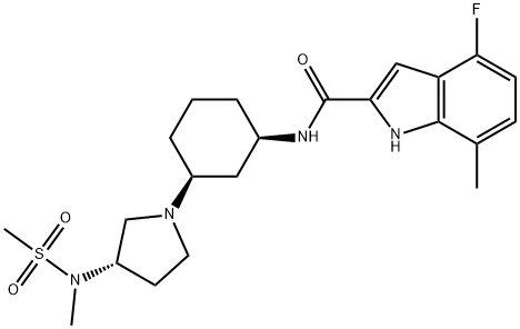 4-氟-7-甲基-N-[(1R,3S)-3-[(3S)-3-[甲基(甲基磺酰基)氨基]-1-吡咯烷基]环己基]-1H-吲哚-2-甲酰胺 CAS号:2697176-16-0科研专用 高校及研究所支持货到付款