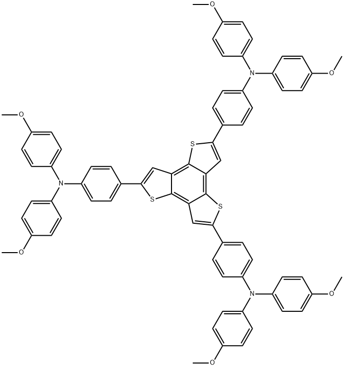 4,4',4''-(苯并[1,2-B:3,4-B':5,6-B'']三噻吩-2,5,8-三基)三(N,N-双) (4-甲氧基苯基)苯胺)CAS:1908506-93-3