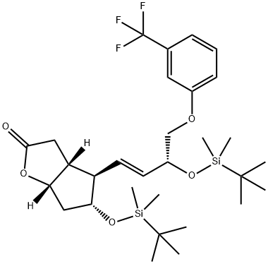 (3aR,4R,5R,6aS)-5-(tert-butyldimethylsilyloxy)-4-((R,E)-3-(tert-butyldimethylsilyloxy)-4-(3-(trifluoromethyl)phenoxy)but-1-enyl)hexahydro-2H-cyclopenta[b]furan-2-one