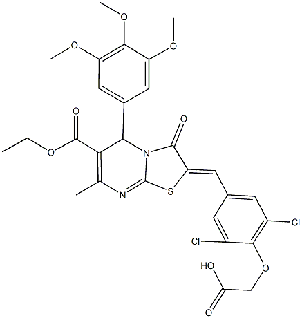 2-[(2,6-diiodo-4-{[3-(4-methoxybenzyl)-4-oxo-2-(phenylimino)-1,3-thiazolidin-5-ylidene]methyl}phenoxy)methyl]benzonitrile structure